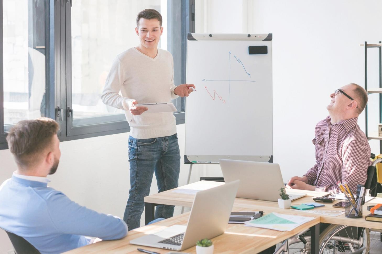 Business professionals reviewing financial documents and planning strategies