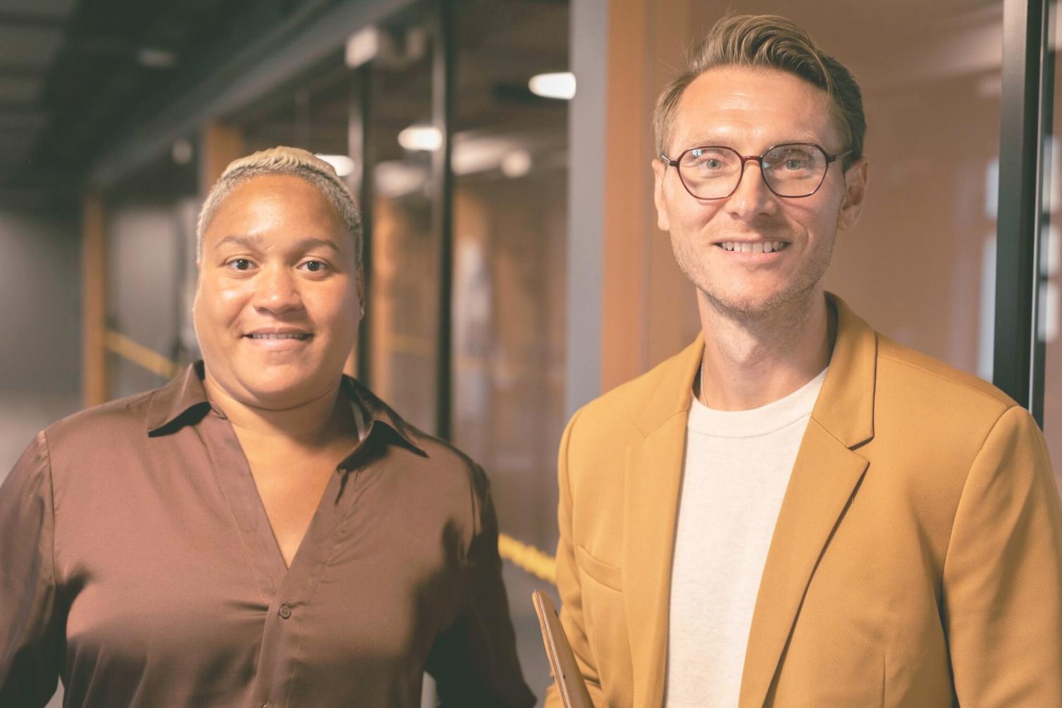 Professional business training session with team members collaborating